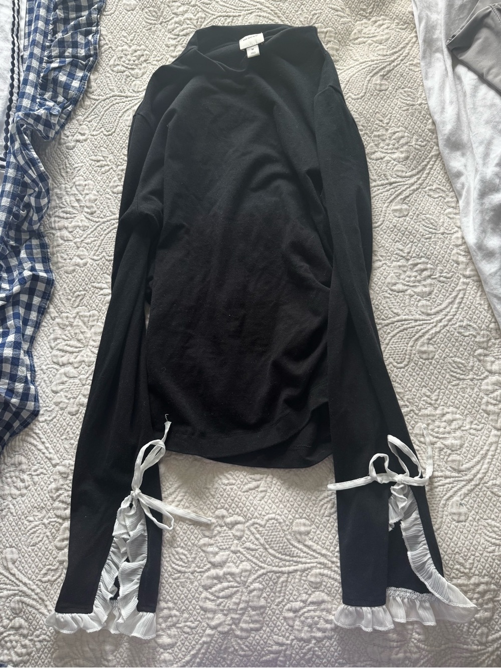MAEVE BLACK LONG-SLEEVE WITH FRILLY DETAILS
